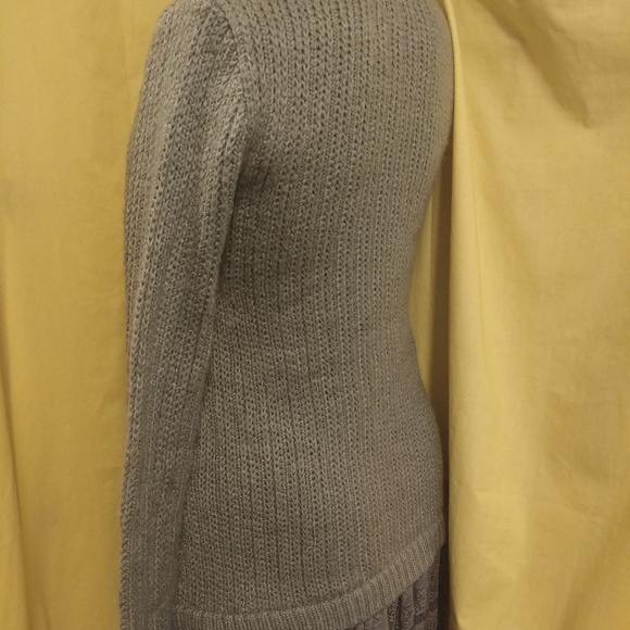 ANTHROPOLOGIE A'Reve Grey Lace Edged Sweater - Picture 2 of 5